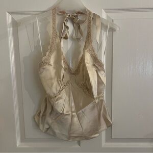 Reformation Cream Monica Silk Top